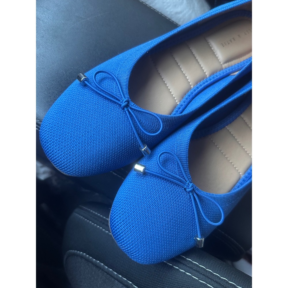 Kelly & Katie Sasha Royal Blue Knit Ballet Flats Bow Detail Size 9M - Picture 3 of 5